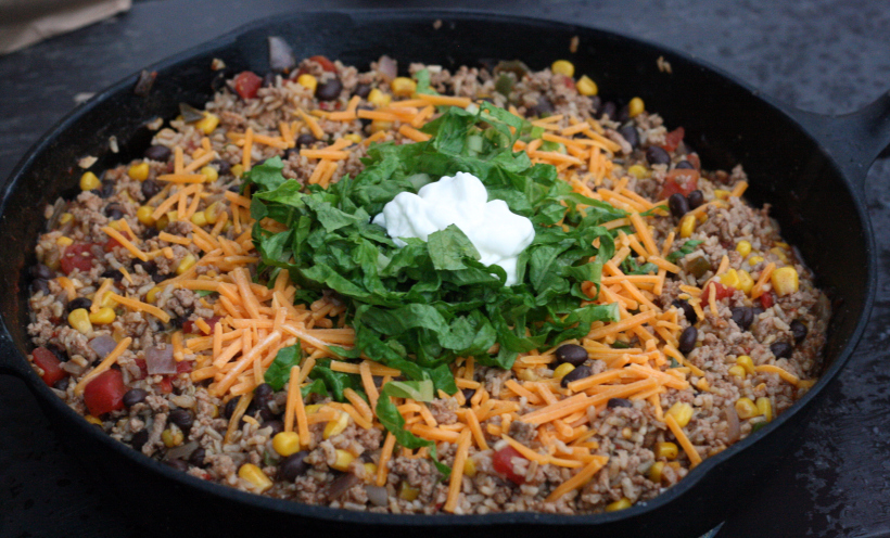 Turkey & Rice Taco Skillet {camping meal} | doughseedough.net